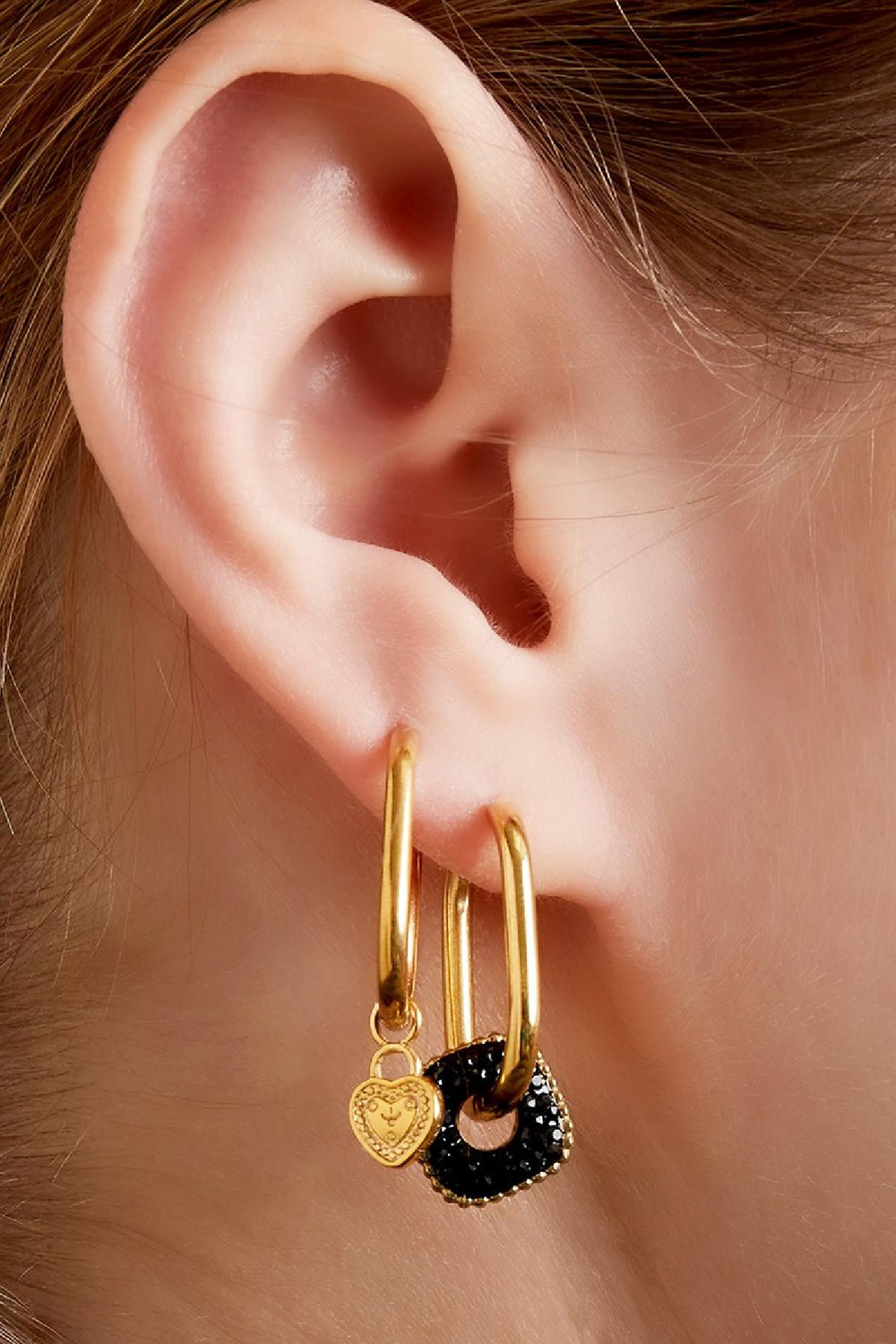 Oval earrings heart Silver Color Stainless Steel h5Picture3